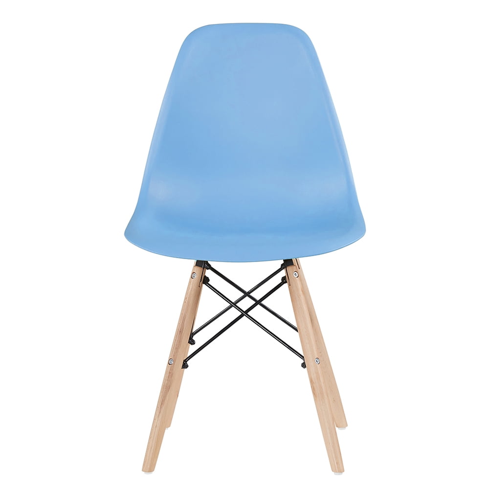 Kepooman 2 PCS Modern Armless Dining Chairs with Wood Legs, Light Blue
