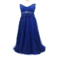 thumbnail image 1 of AMERTEER Robes Formelles en Dentelle Bleue pour Femmes Robes Sans Manches Demoiselle d'Honneur Longue Robe de Bal Robe en Maille Élégante, 1 of 3