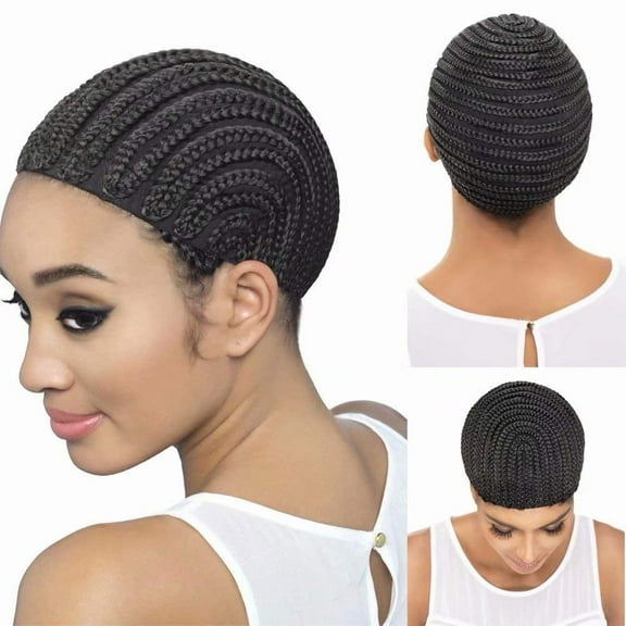 Braided Cap 1 Piece Crochet Wig Caps in Cornrow Sew Hair for Making Synthetic Wig or Weave Easier Sew In Crochet Braided Caps Medium Size Black Crochet Cornrow Cap
