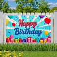 thumbnail image 4 of Colorful Happy Birthday Banner with Balloons Gift Boxes and Confetti Background, Birthday Party Decoration Photography Props Backdrop Party Supplies Decor, 4 of 4