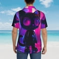 thumbnail image 4 of Susaid Neon Toy Cat Reflections Print Short Sleeve Shirts Button Down Casual Shirts Summer Beach Aloha Button Down Short Sleeve for Men ,XX-Large, 4 of 7
