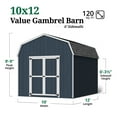 thumbnail image 4 of Little Cottage Co. 10x12 Value Gambrel Barn with 6 ft. Sidewalls with Floor, Outdoor Wood Storage Shed Do-It-Yourself Precut Kit, 4 of 14