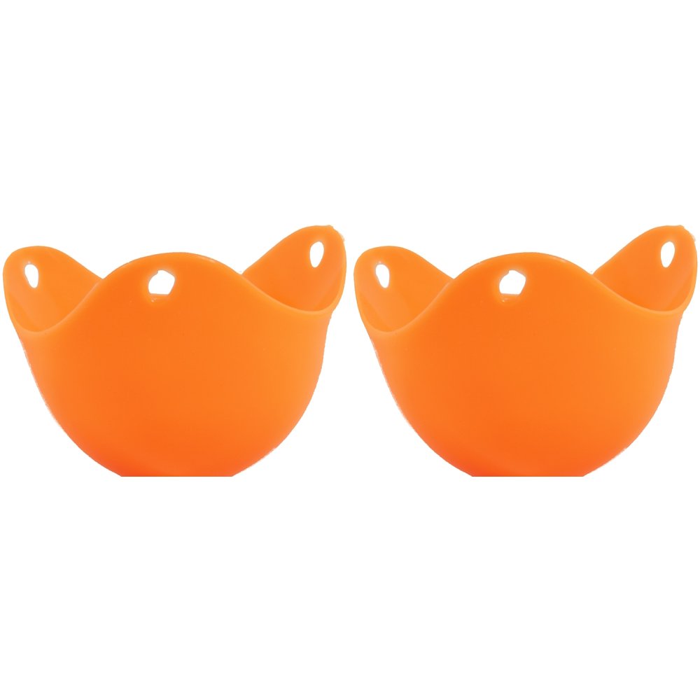 Orange Egg Poacher Cup Poached Egg Dish Silicone Pod Steamer Basket