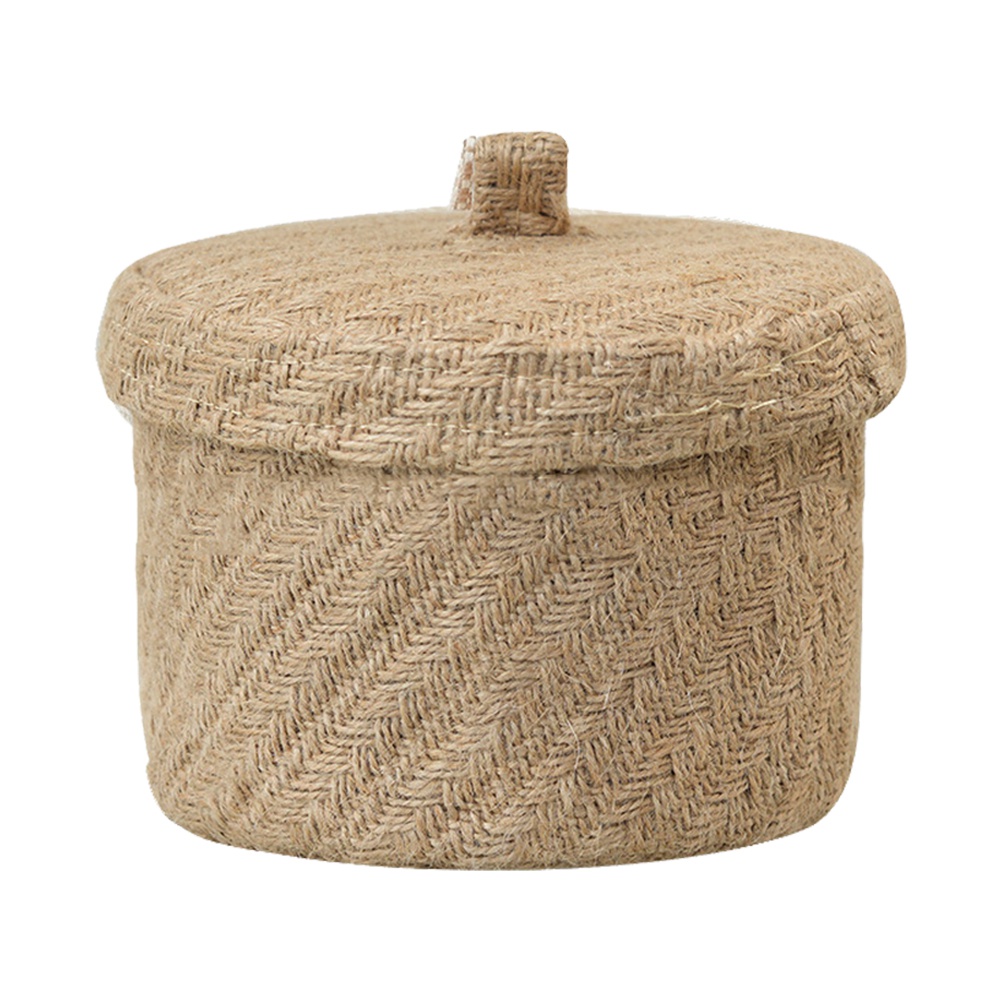 Decorative Basket With Lids,Natural Jute Rope Woven Basket With Lid