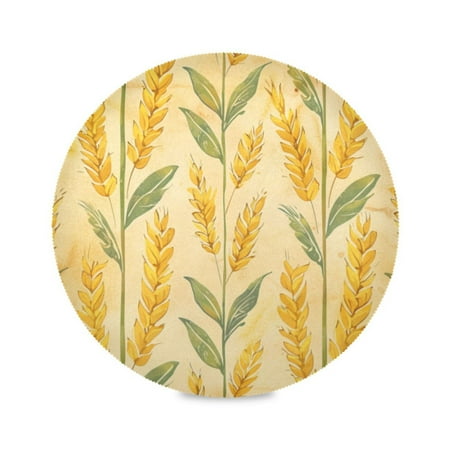 

Round Plate Mat 15.4x15.4 Inchesx1 Placemat Table Mat Kitchen Mat Coffee Mat Fabric Thick Strong Wear-Resistant Heat Resistance Cartoon Yellow Wheat Seamless