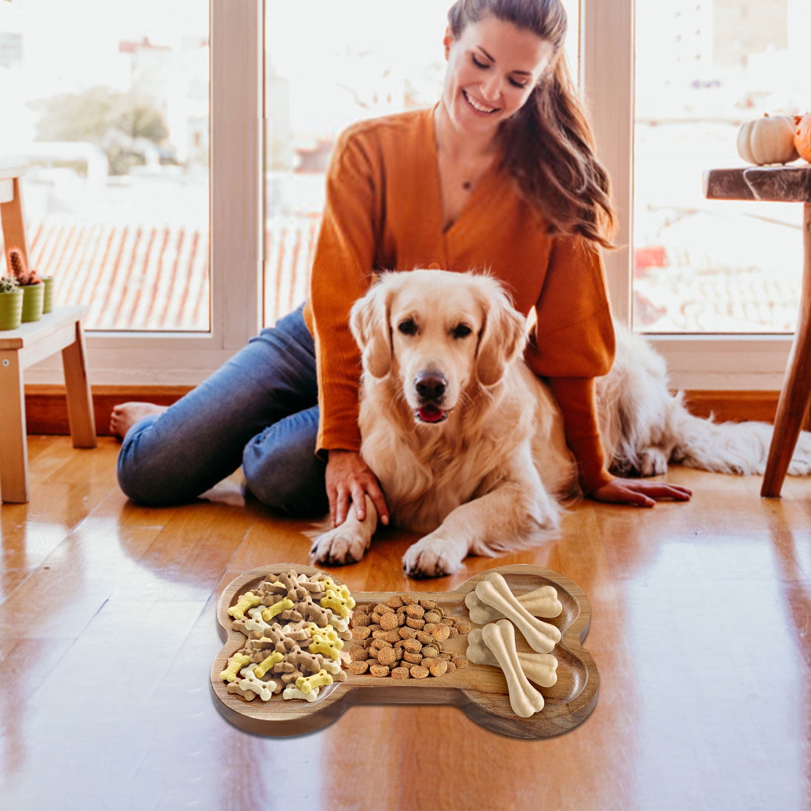 Dog Serving Tray Birthday Party Supplies Bone Serving Tray Wooden Cutting Board Candy Dish Bowl