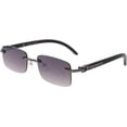 thumbnail image 1 of GFDYREE Retro Wood Buffs Vintage Style Gangster Rimless Clear Lens Rectangular Metal & Wood Eye Glasses, 1 of 3