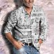 thumbnail image 1 of Camisa de música nueva color periódico texto creativo moda solapa botón manga larga casual lujo cómodo material suave 2024, 1 of 6