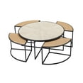 Boraam Olivia Black Finish Round Coffee Table with 4 Nesting Stools