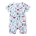 thumbnail image 4 of Penkiiy Toddler Baby Boys Girls Cute Cartoon Pattern Short Sleeve Double Zipper Romper Jumpsuit Baby Sleep and Play Pajamas 6-9 Months White on Clearance, 4 of 9
