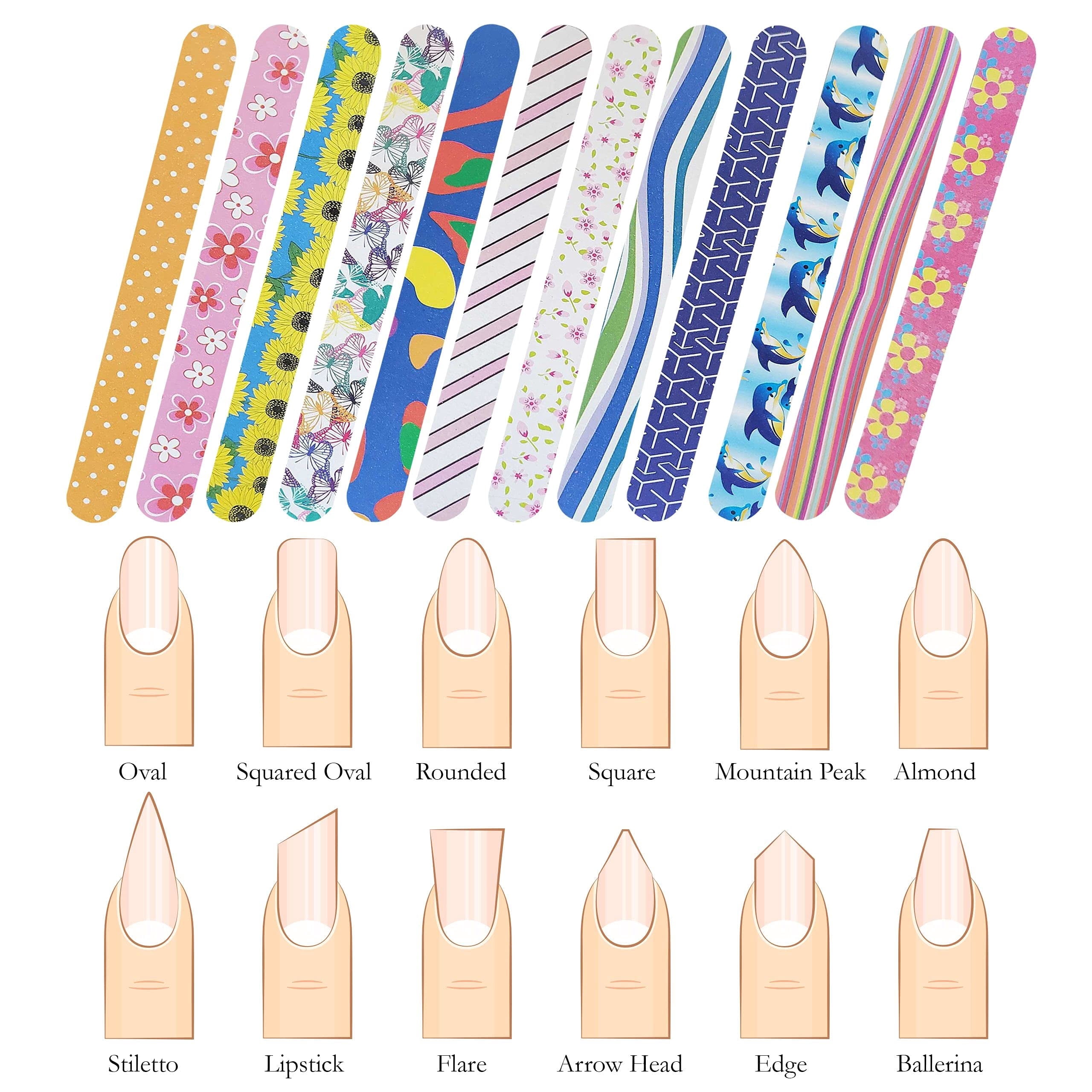 YUNOVA Bulk 50 Pack Professional Nail Files, Double Sided Emery Boards Set, Heavy Duty 100/180 Grit Nail Buffing Files for Salons/DIY, Long Lasting Manicure Tools (Random Colors)