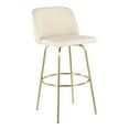 thumbnail image 2 of Toriano 30" Cream Faux Leather Barstool Set (2) - Gold Metal, Swivel, Fixed Height, Modern Design, Round Footrest, Indoor Kitchen & Bar Seating., 2 of 6