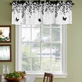 thumbnail image 4 of Black Spring Botanical Valances for Windows, Decorative Rod Pocket Window Valance Curtains, Weeping Eucalyptus Butterfly Short Curtain Drapes for Kitchen/Bathroom/Living Room, 2 Panels, 60" W x 18" L, 4 of 8