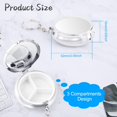 thumbnail image 2 of 6 Pack Metal Pill Case Round Medicine Holder Container Keychain Mini Drug Tablet Organizer Box with 3 Compartments for Pocket Purse Travel Outdoor Daily, 2 of 6
