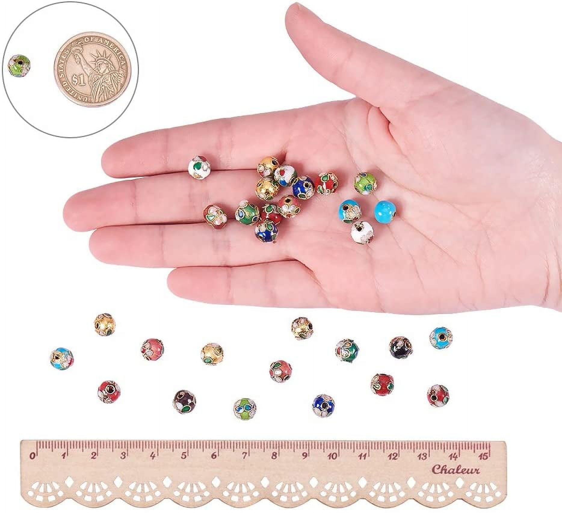 DIY 120 Pieces 8mm Handmade Round Enamel Cloisonne Beads for DIY Jewelry Making Craft Loose Beads Mixed Color DIY