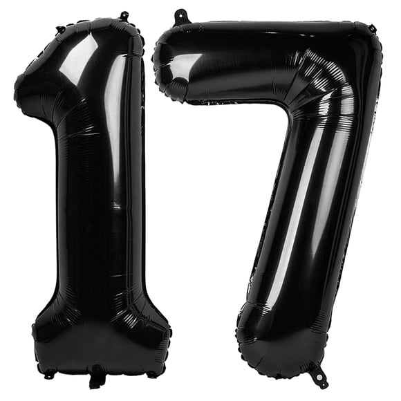 Globos de foil número 17 negros de 40" para fiesta Argthjy