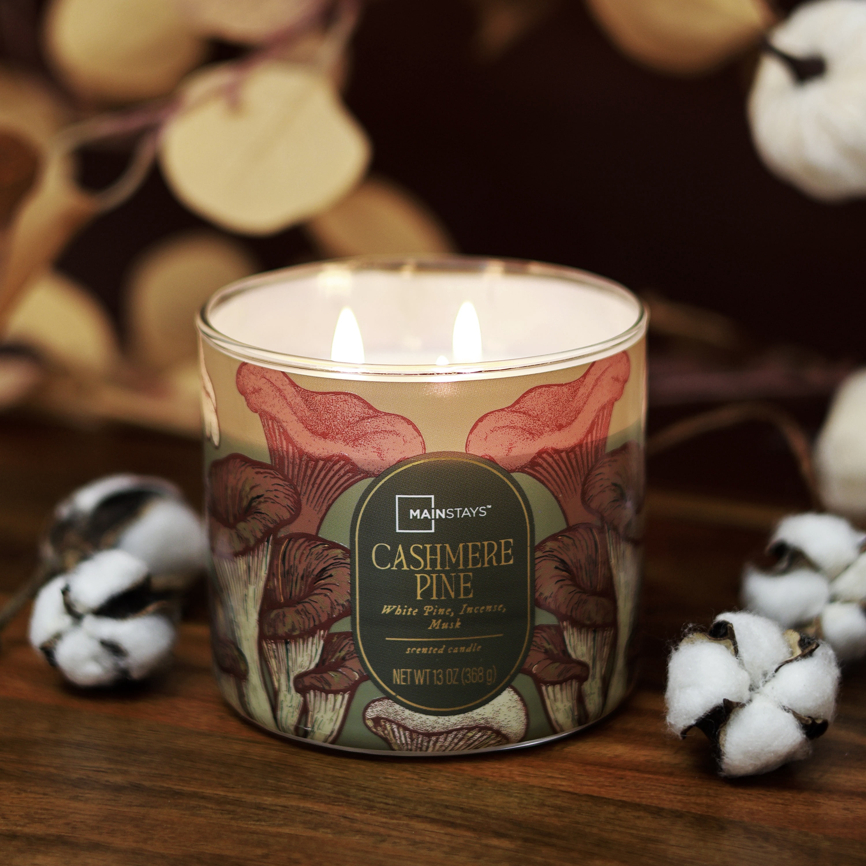 Mainstays Cashmere Pine 3-Wick Scented Candle, 13 Ounce