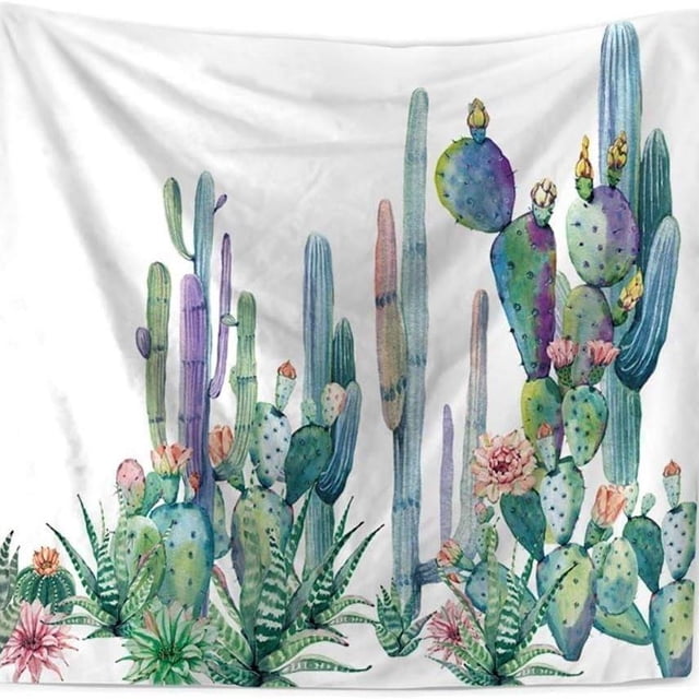 Tapiz para colgar en la pared, acuarela, color verde cactus, 150 x 130 cm