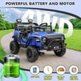 thumbnail image 3 of VIBESPARK 24 Volt 2-Seater Ride on Toys with Remote Control, 9AH Electric Car for Kids, 4WD Battery Powered Ride on Truck Car, Power Car Wheels w/ Bluetooth, Music, Spring Suspension, 3-Speed, Blue, 3 of 10