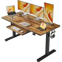 FEZIBO Standing Desk with Keyboard Tray, 60 x 24 Inch Adjustable Height Sit Stand Desk with Memory Presets for Home Office, Ergonomic Computer Workstation, Rustic Brown