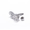 thumbnail image 4 of Cartilage Tragus Piercing Bar - Triple Star CZ Prong-Set - 316L Surgical Steel, 4 of 6