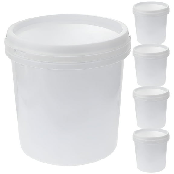 ACDANC 5 Pack Food Grade Plastic Buckets with Lids 34oz White Bucket with Handle