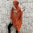 thumbnail image 3 of Women's Striped Knit Capes Ponchos Hooded Pullover Sweater Shawl with Tassels, 3 of 21