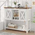 thumbnail image 4 of 46.5" Coffee Bar Cabinet with Sliding Barn Doors, Stemware Rack & 9-Bottle Wine Storage for Kitchen & Dining Room, 4 of 8
