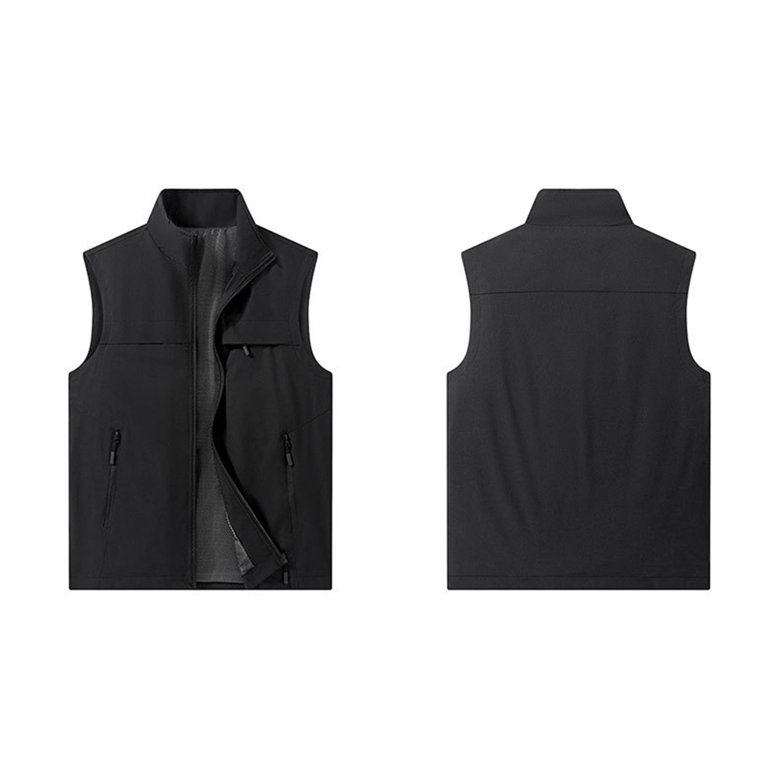 YOIAVAIOY Men's Lightweight Softshell Vest Outerwear Windproof Sleeveless Jacket Golf Running Hiking Jackets Black XXL