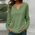 thumbnail image 2 of Womens Tops Spring Long Sleeve Tunic Top V Neck Casual Elegant Blouses Cotton Blend Fabric Lightweight Breathable Wrinkle-Resistant 3Xl Sweaters For Women, 2 of 6