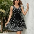 thumbnail image 3 of Black Paisley Bandana Pattern Women's Tank Dress V Neck Sleeveless Summer Sundress, 3 of 7