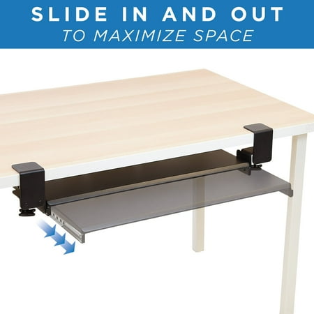 Mount-It! - Clamp-On Keyboard & Mouse Drawer Platform - Black