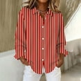 thumbnail image 6 of Wensltd Lapel Button Down Shirts for Women Dressy Stripe Printed Long Sleeve Blouse, 6 of 7