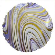 18 inch Agate Round - Purple & Gold Foil Mylar Balloon - Party Supplies Decorations