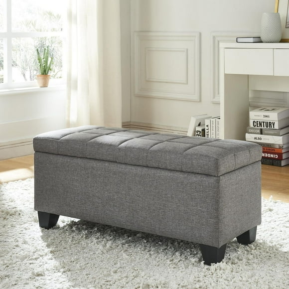 Fabric Storage Ottoman - Grey