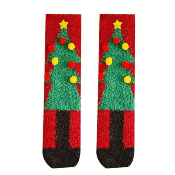 iHPH7 Fuzzy Socks Christmas Fuzzy Socks Lounge Socks Warm Socks for Women Winter Socks for Women Crew Thick Crew Socks Women Fuzzy Slipper Socks Green One Size