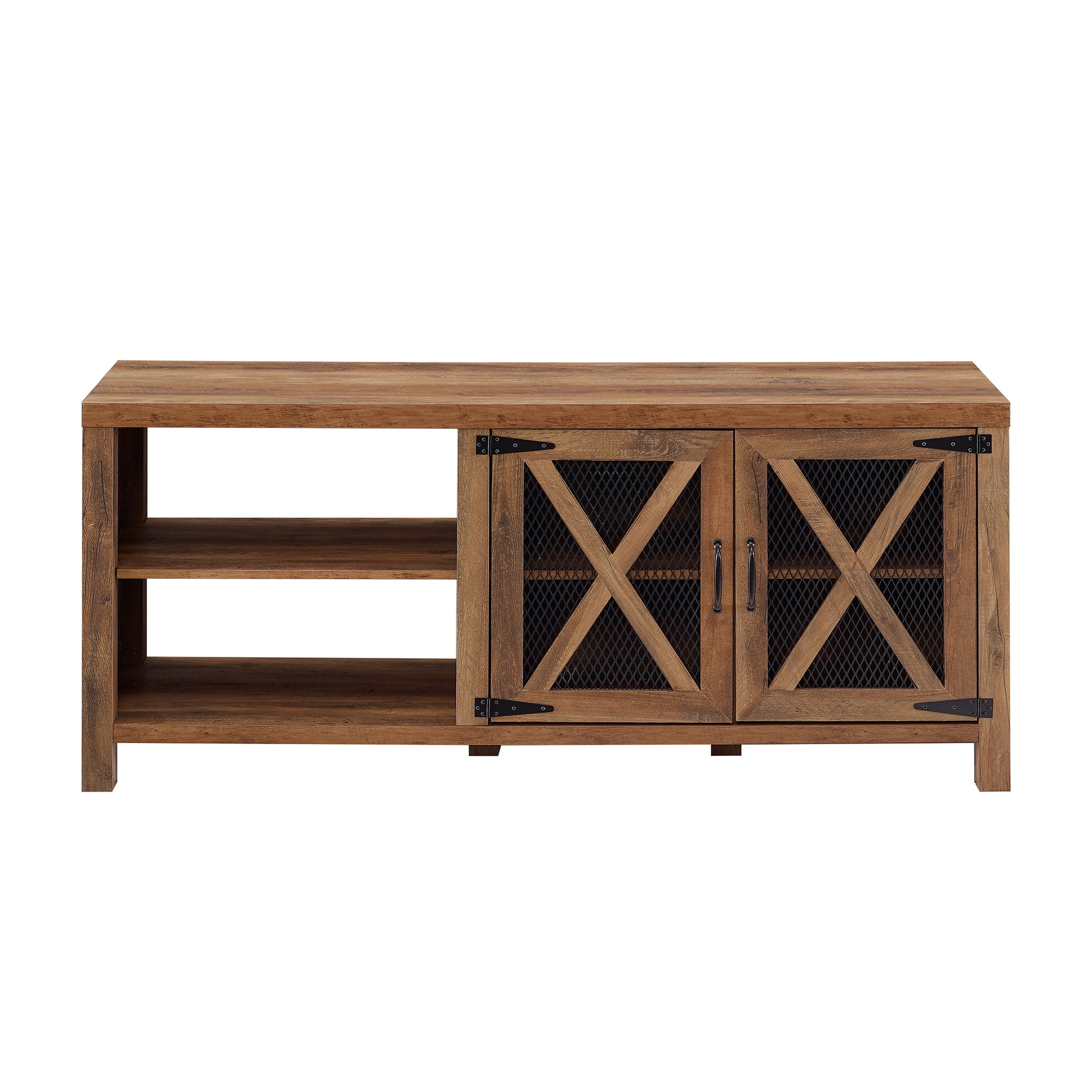 Farmhouse Metal Mesh Door TV Stand for TVs up to 65", Reclaimed Barnwood