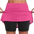 thumbnail image 2 of QATAINLAV Elastic Yoga Culottes for Women Solid Color Athletic Shorts Lightweight High Waist Skinny Joggers Running Skorts Milk Silk Layered Ruffle Mini Skirts Hot Pink M, 2 of 7