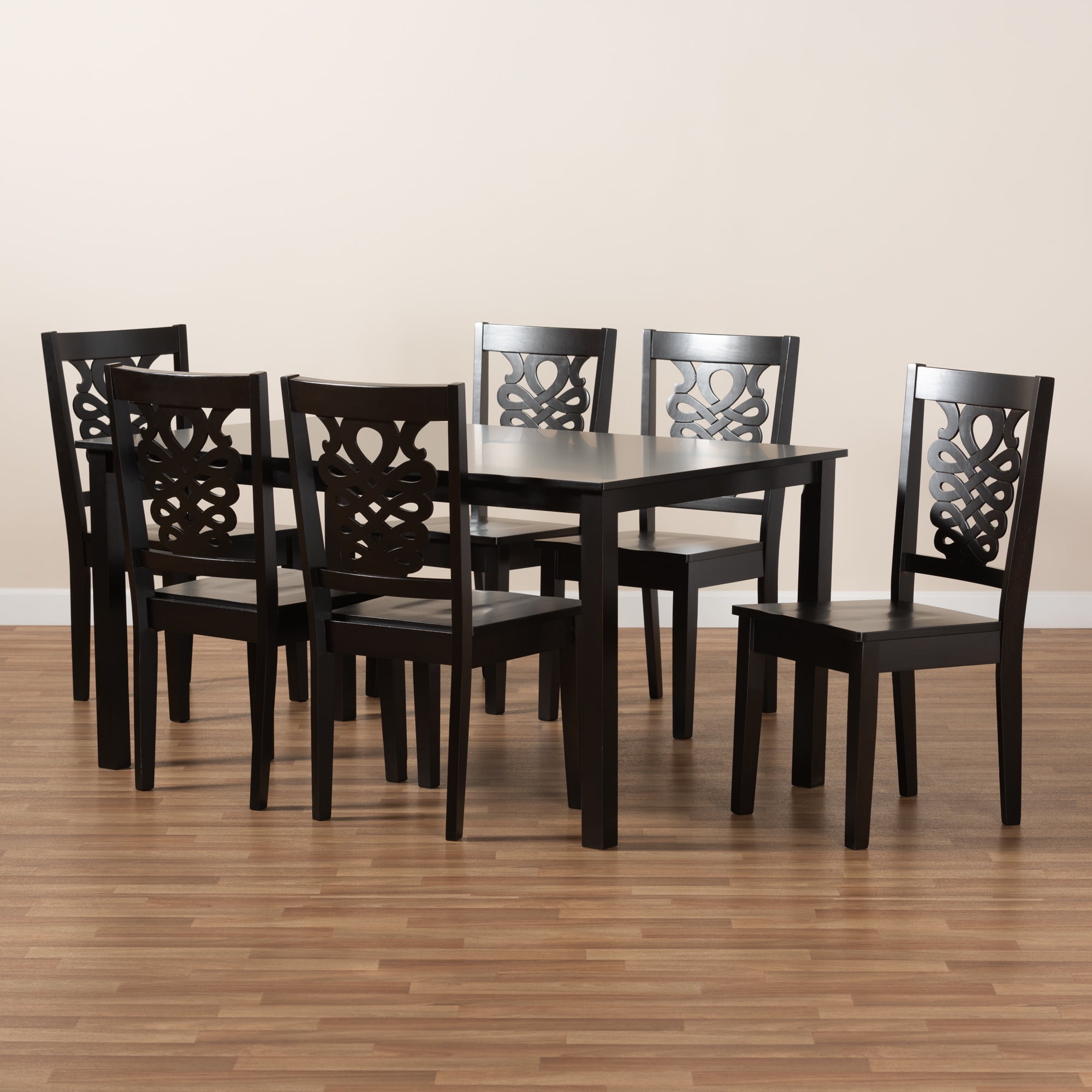 Baxton Studio Luisa Modern and Contemporary Transitional Dark Brown Finished Wood 7-Piece Dining Set