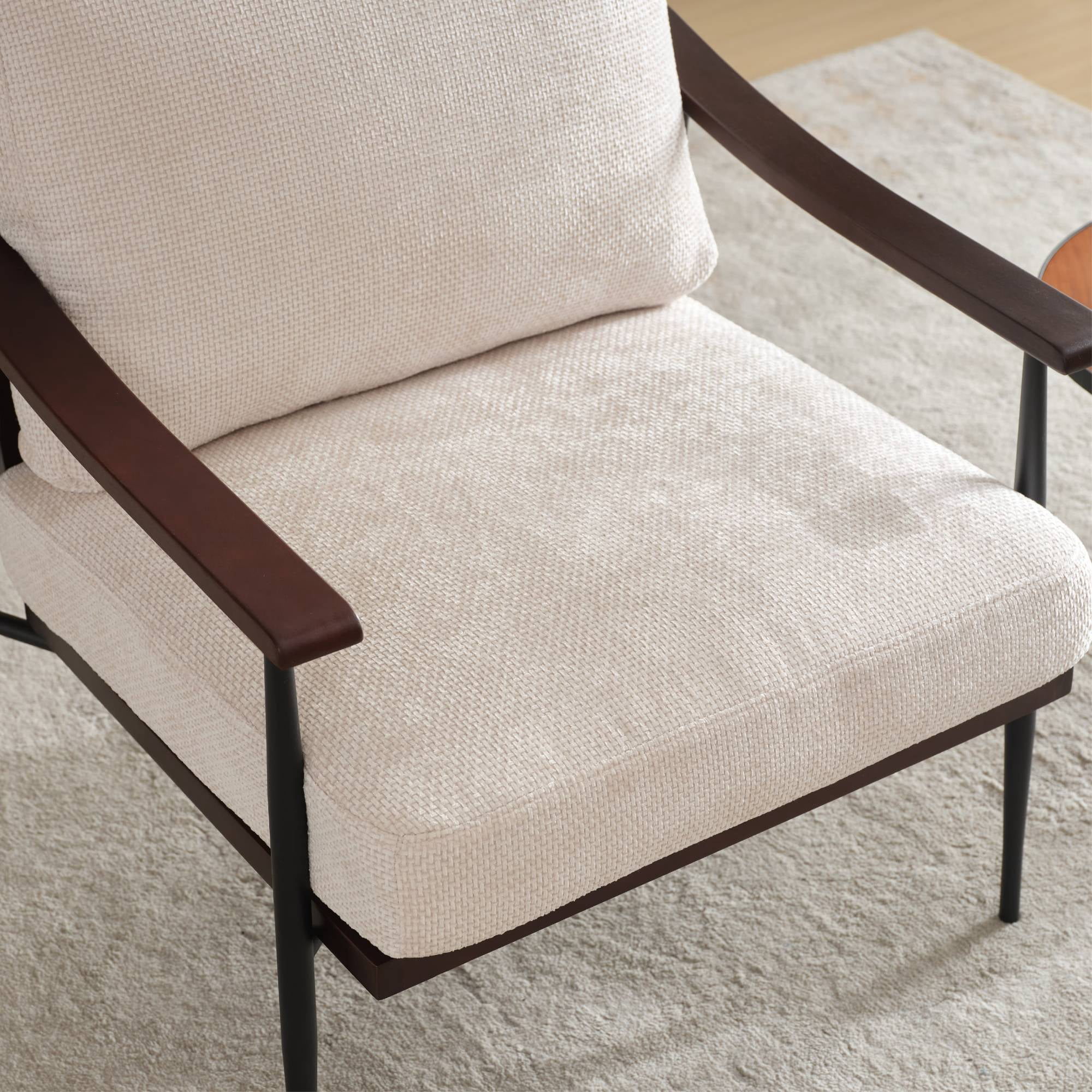Modern Accent Chair for Living Room Mid Century Comfy Arm Chair Upholstered Office Chair Waiting Room Side Chair with Metal Frame