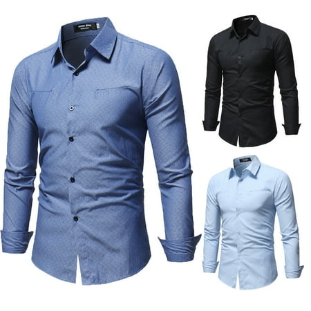 Men Stylish Shirts Casual Formal Slim Fit Long Sleeve Luxury Tee Shirt Top