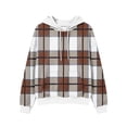 thumbnail image 3 of Womens Graphic Hoodies Drawstring Loose Pullover Hooded Sweatshirts with Pocket Drop Shoulder Long Sleeve Tops (S, Brown-Plaid), 3 of 5
