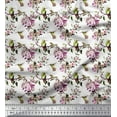 thumbnail image 1 of Soimoi Poly Georgette Fabric Hummingbird,Leaves & Rose Floral Print Fabric by the Yard 42 Inch Wide, 1 of 3