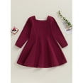 thumbnail image 2 of Bagilaanoe Toddler Baby Girl Fall Dress Long Sleeve A-line Skater Dresses 6M 12M 2T 3T 4T 5T 6T Kids Casual Solid Color Clothes, 2 of 8