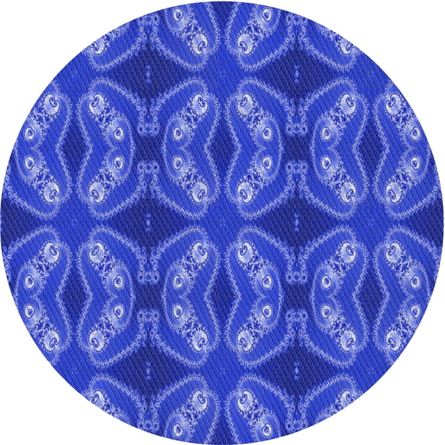 Ahgly Tapis Rond Lavable en Machine Intérieur Transitionnel Bleu Ardoise Clair, 8 Pieds Rond