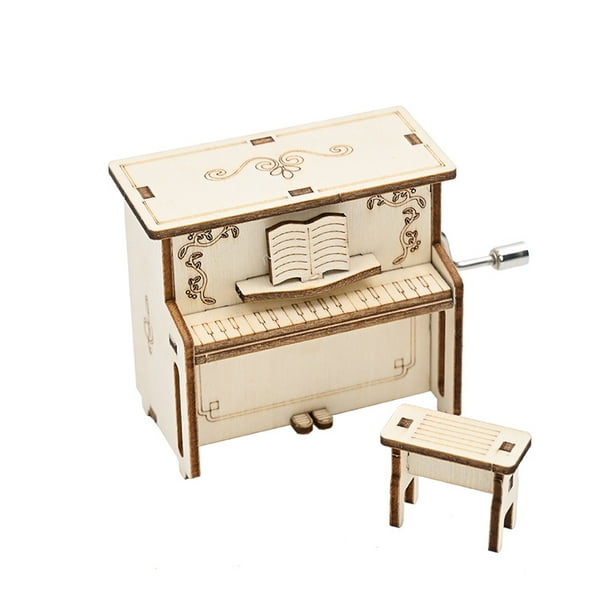 Kit de experimentos científicos, caja de música de madera para piano, 6,5 cm