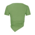 thumbnail image 5 of WREESH Women's Short Sleeve Crop Top Fashion Slim Fitted Casual Round-Neck Solid T-Shirt Top Stylish Solid Color Blouse for Women Green, 5 of 6