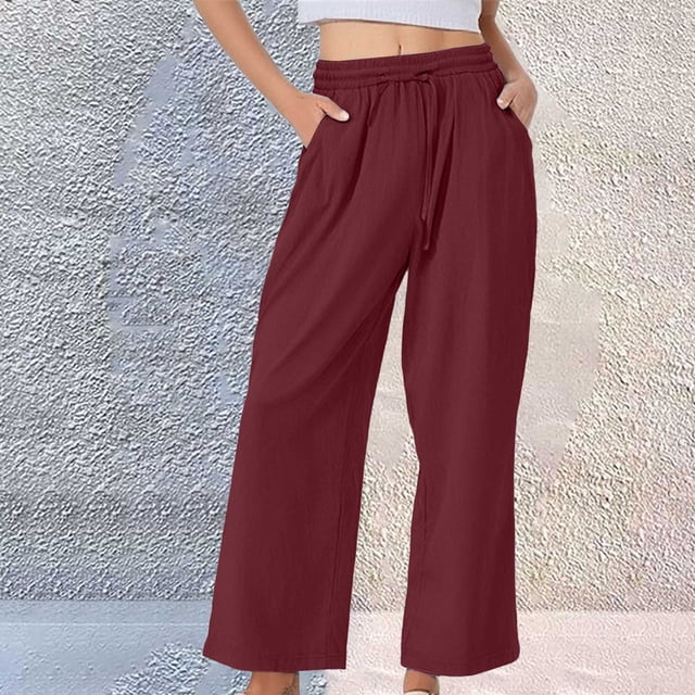 Wide Leg Pants Woman, Pure Cotton and Baggy Elastic with Pockets