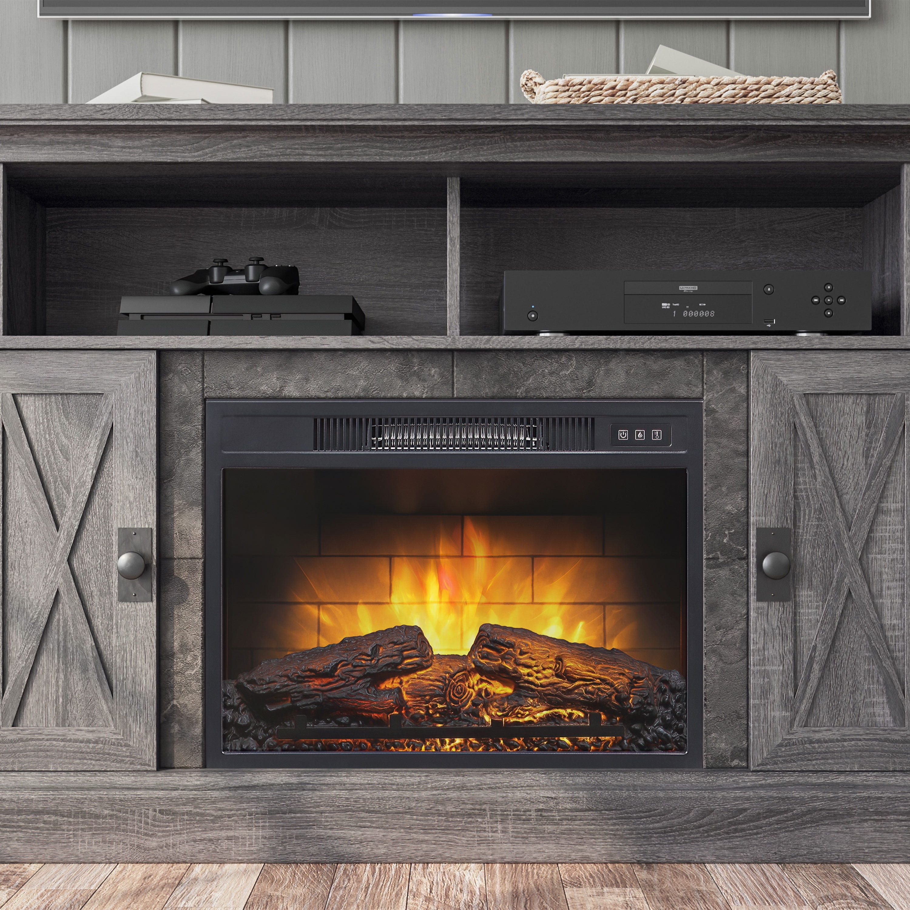 Kellum Media Fireplace Console for TVs up to 55”, 48 Stand, Gray -  Walmart.com