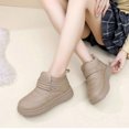 thumbnail image 2 of Womens Platform Snow Boots Hoop and Loop Slip on Comfy Furry Lined Soft Sole Waterproof Cute Winter Booties Khaki 5.5, 2 of 7